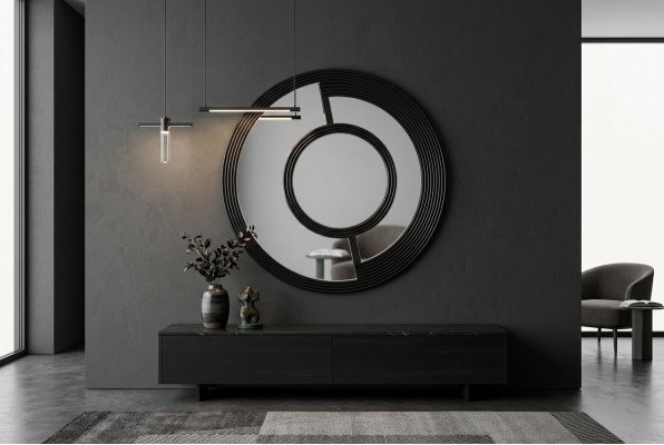 Wall Mirror Round Mirror Decorative Modern Design Living Room Black