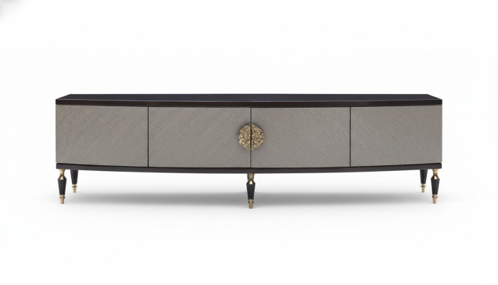 Sideboard RTV Lowboard TV Stand Cabinet Wood Gray Living Room