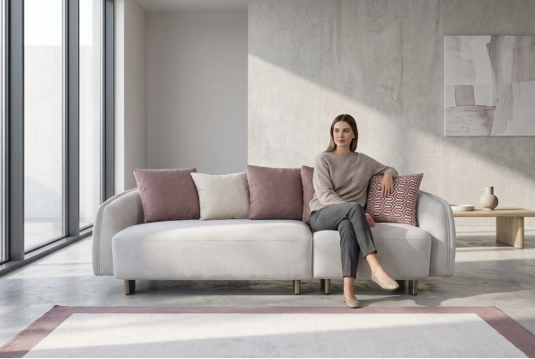 Modern three-seater sofa 3-seater upholstered fabric sofa white sofas new
