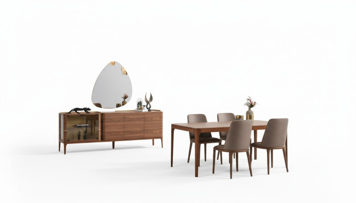 Complete dining room dining set dining corner dining table chairs 9-piece wood brown