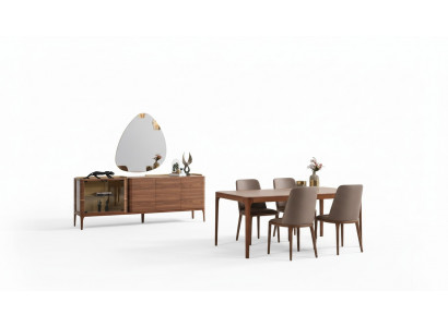Complete dining room dining set dining corner dining table chairs 9-piece wood brown