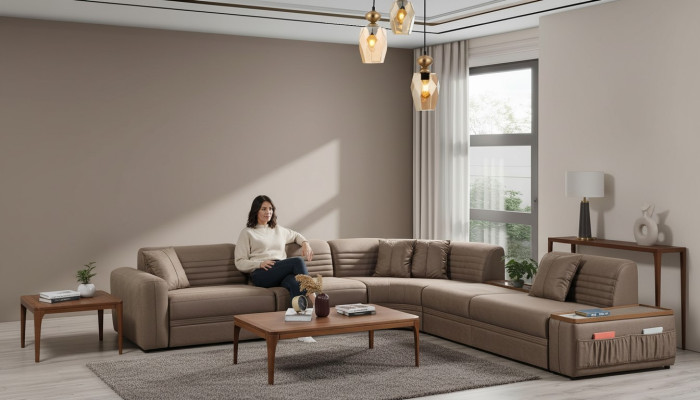 Couch corner sofa sofa synthetic leather brown upholstered sofa living room leather sofa