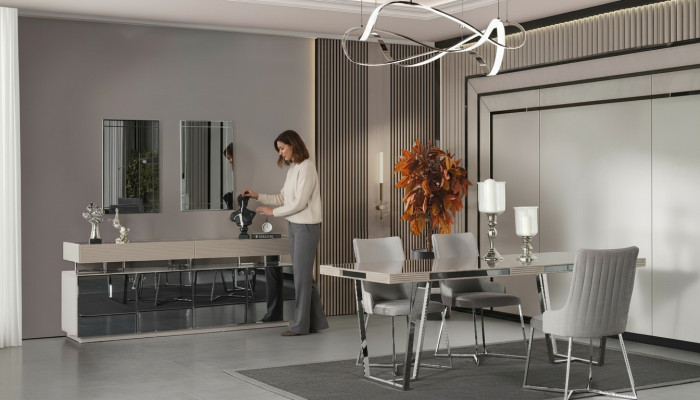 Dining set dining room group dining corner dining table chairs 10-piece wood gray