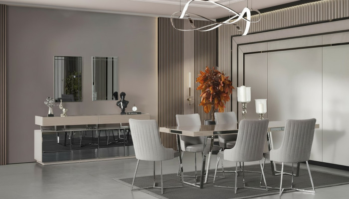 Dining set dining room group dining corner dining table chairs 10-piece wood gray