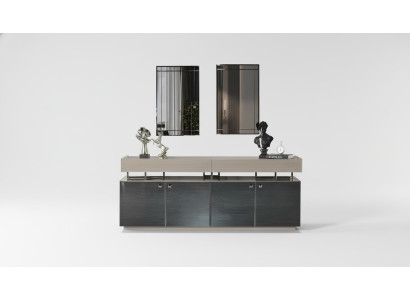 Sideboard with Mirror Buffet Set Cabinet Modern Dresser Gray