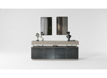 Sideboard with Mirror Buffet Set Cabinet Modern Dresser Gray