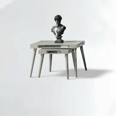 Group of Side Tables 2-piece Coffee Tables Sofa Tables Silver Living Room