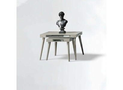 Group of Side Tables 2-piece Coffee Tables Sofa Tables Silver Living Room