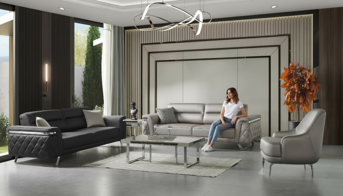 Luxury Sofa Set Three-Seater Armchair Fabric Sofa Gray Upholstered Sofa Sofas