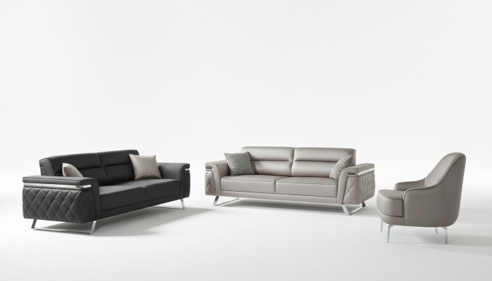 Luxury Sofa Set Three-Seater Armchair Fabric Sofa Gray Upholstered Sofa Sofas