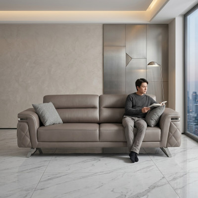 Three-seater sofa 3-seater upholstery sofa gray modern fabric sofa design