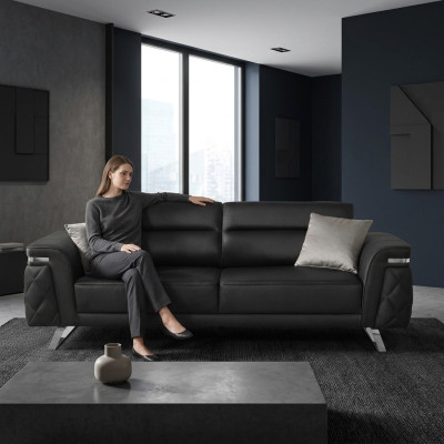 Modern three-seater fabric sofa, 3-seater upholstered sofa, black design