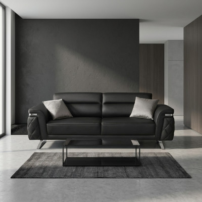 Modern three-seater fabric sofa, 3-seater upholstered sofa, black design