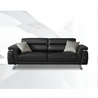 Modern three-seater fabric sofa, 3-seater upholstered sofa, black design