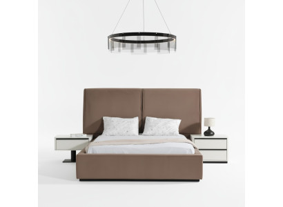 Bedroom furniture, bedroom set, double bed, bed, bedside tables, 3-piece, beige