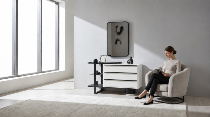 Dressing table console table with mirror vanity table modern wood white
