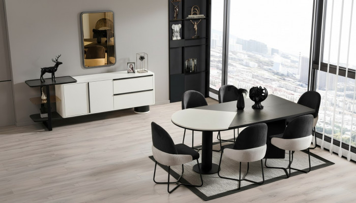 Dining set dining room group dining nook dining table chairs 9-piece wood white