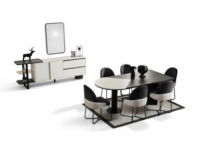 Dining set dining room group dining nook dining table chairs 9-piece wood white