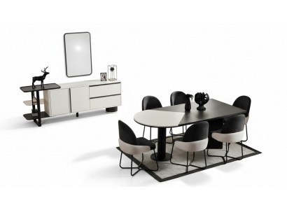 Dining set dining room group dining nook dining table chairs 9-piece wood white