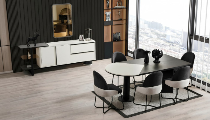 Dining set dining room set dining corner dining table chairs 7-piece wood black