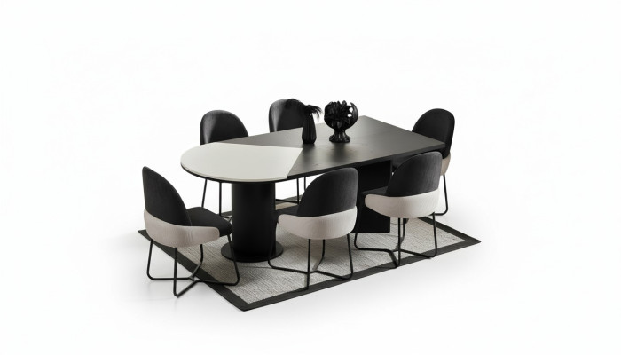 Dining set dining room set dining corner dining table chairs 7-piece wood black