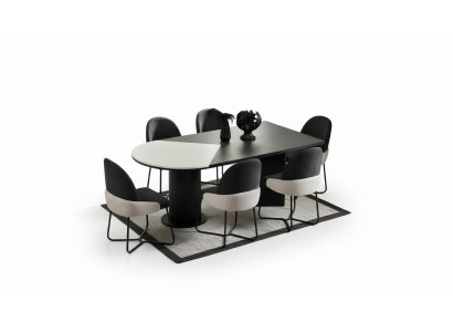 Dining set dining room set dining corner dining table chairs 7-piece wood black