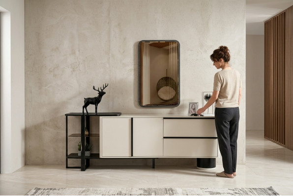 Cabinet sideboard with mirror dresser set modern chest of drawers white