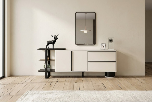Cabinet sideboard with mirror dresser set modern chest of drawers white