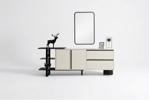 Cabinet sideboard with mirror dresser set modern chest of drawers white