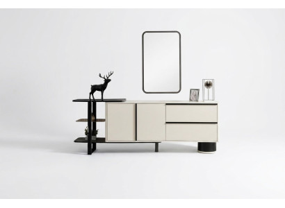 Cabinet sideboard with mirror dresser set modern chest of drawers white