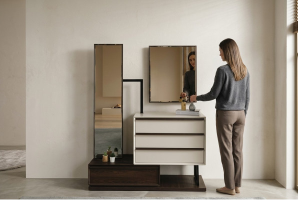 Dressing Table Makeup Table Console Table Mirror Wood White Bedroom