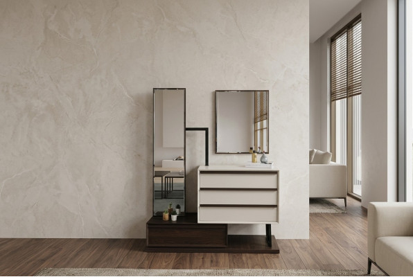 Dressing Table Makeup Table Console Table Mirror Wood White Bedroom