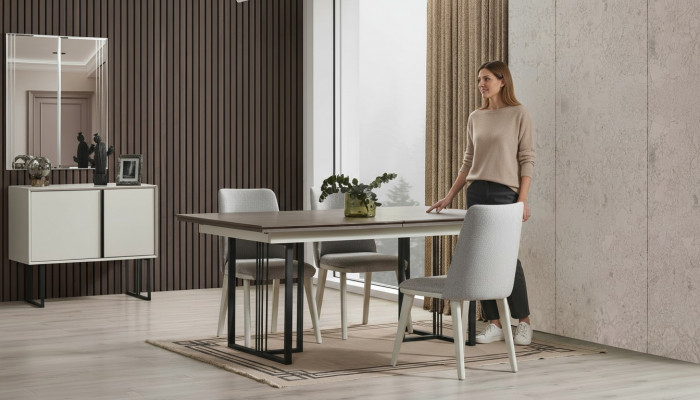 Dining corner dining group white dining room group dining table chairs 7-piece wood