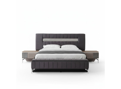 Double Bed Set Nightstands Bedroom Bed 3pc Gray Bed Frame