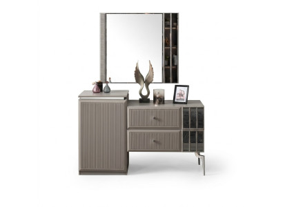 Dressing table, vanity table, console table, mirror, wood, gray, bedroom