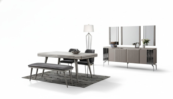 Dining room furniture dining nook dining table dining set dining table chairs 9-piece gray