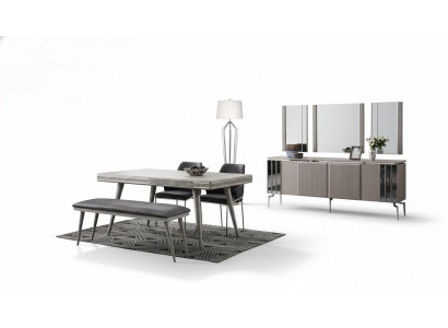 Dining room furniture dining nook dining table dining set dining table chairs 9-piece gray