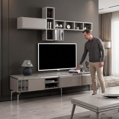 Stranska omarica RTV low cabinet TV stand gray living room