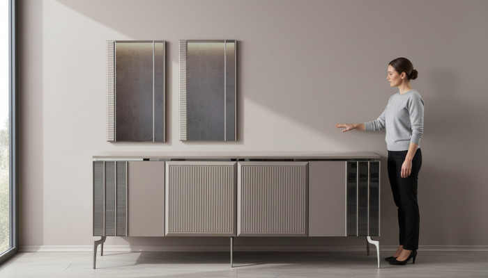 Sideboard set with mirror cabinet sideboard gray wood dresser