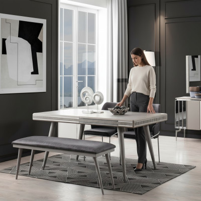 Dining set dining room furniture dining nook dining table dining table chairs 6-piece gray