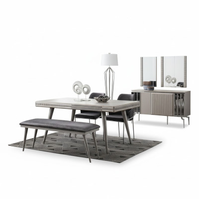 Dining set dining room furniture dining nook dining table dining table chairs 6-piece gray