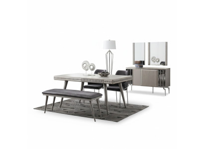 Dining set dining room furniture dining nook dining table dining table chairs 6-piece gray
