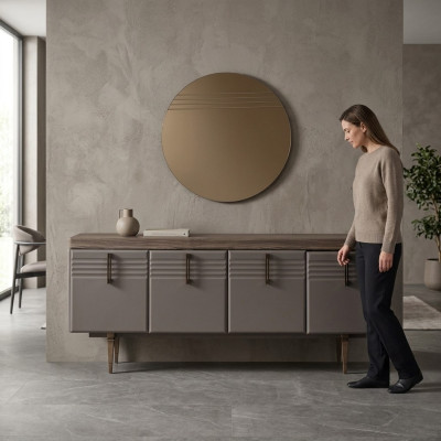 Sideboard dresser gray cabinet mirror dresser wood set dresser