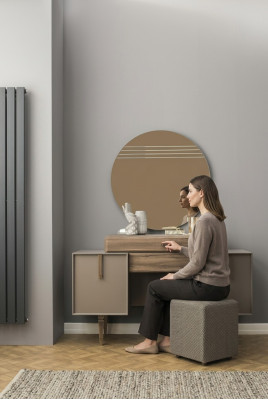 Dressing table console table stool vanity table wood gray mirror set