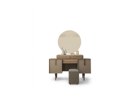 Dressing table console table stool vanity table wood gray mirror set