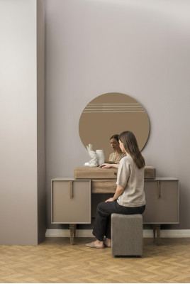 Dressing table console table vanity table wood gray mirror bedroom