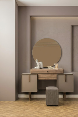 Dressing table console table vanity table wood gray mirror bedroom