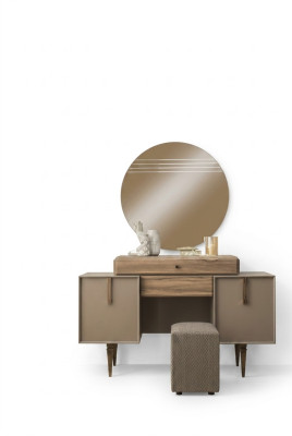 Dressing table console table vanity table wood gray mirror bedroom