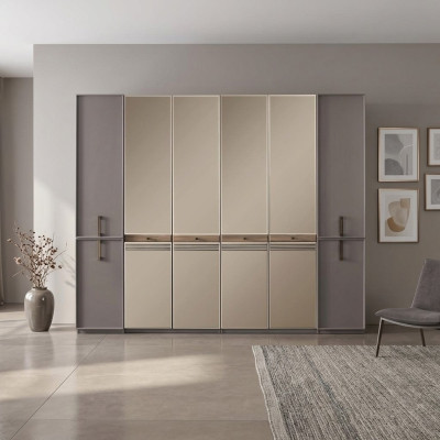 Modern wardrobe, closet, wooden wardrobe, wood, gray bedroom wardrobe.