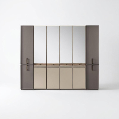 Modern wardrobe, closet, wooden wardrobe, wood, gray bedroom wardrobe.